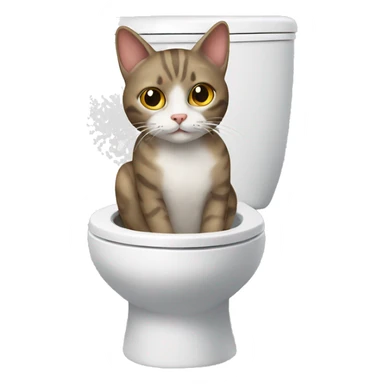 cat ￼ using toilet sticker