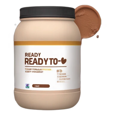 Whey protein powder with chocolate label that reads "ready to eat" sticker