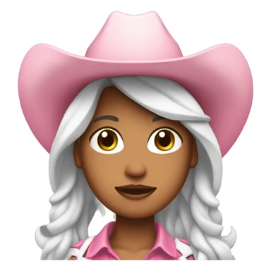 White pink cowgirl with black hair sticker