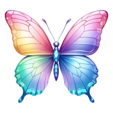 Sparkly Pastel rainbow-gradient iridescent crystal butterfly sticker
