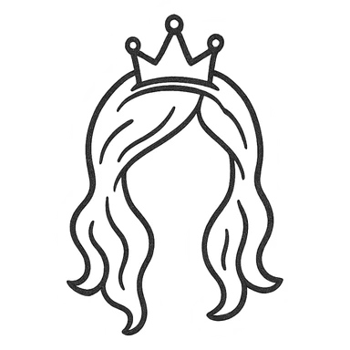 princessa hair, hand drawn icon style, sketchy lines, minimal, elegant sticker