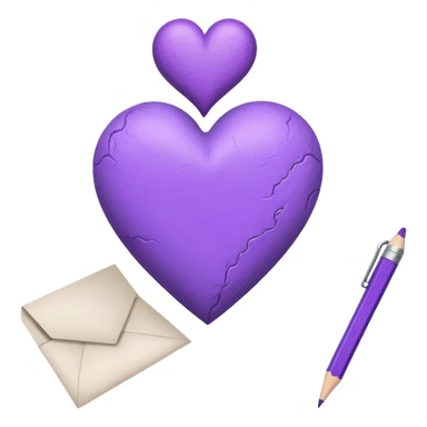 paper with emptu Hand drawn purple heart  with pencil sticker