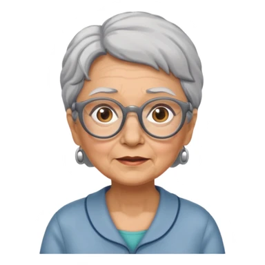 grandmother with glasses and gray hair, grizzle full body sticker