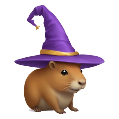 Capybara in a wizard's hat sticker