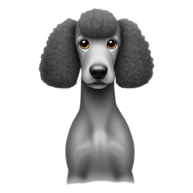 Standard Poodle ears tied back like pony tail sticker