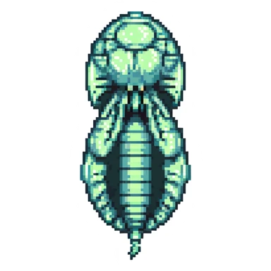 MRI parasitic embryo, digital, fetal small shape in otherworldly bubble, eerie, horror, pupa, crystalis, in-utero, sea-life, crustaceanoid, photorealismm siphonophore, polyp sticker