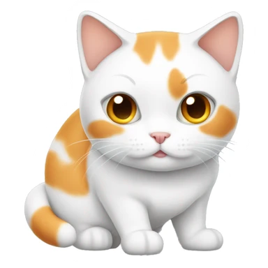 white and orange cat, fat and adorable. Full body sticker