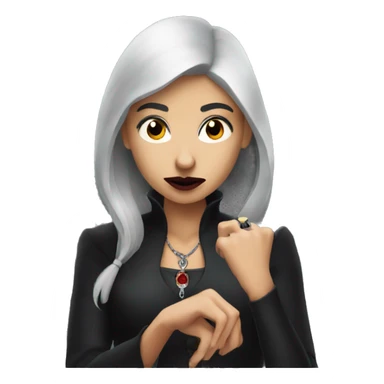 vampire woman looking at watch sticker