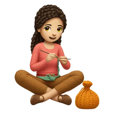 Girl Crocheting sticker