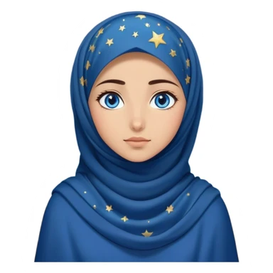 Turkish beautiful finish Konya girl blue eyes with starry night hijab dress and watching the sky on the ground  sticker