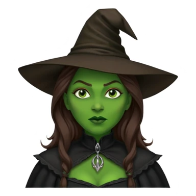 Wicked Witch of the West from The Wizard of Oz with green skin, long brown hair, black outfit sticker