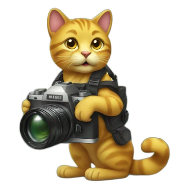 Golden cat Carrying a camera sticker