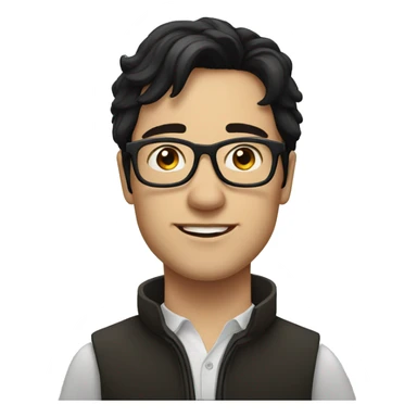 man in glasses black hair, white skin, european, on a horse sticker