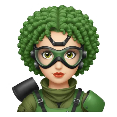 green curly haired painitball player with big earrings sticker