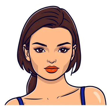 Emily Ratajkowski, glamorous model with dark brown hair, brown eyes, perfect eyebrows sticker