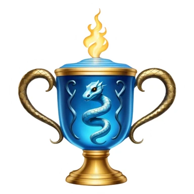 Triwizard Cup from Harry Potter with detailed snake-shaped handles, glowing blue sticker