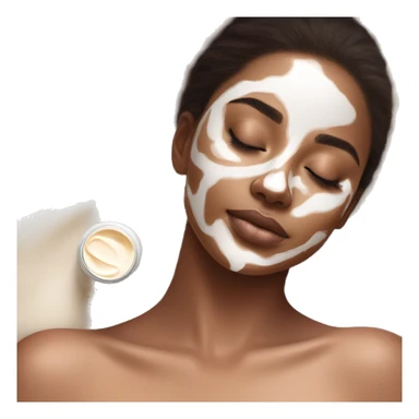 pretty brunette girl sleeping with cream coloured moisturiser face mask soft textures and ethereal glow sticker