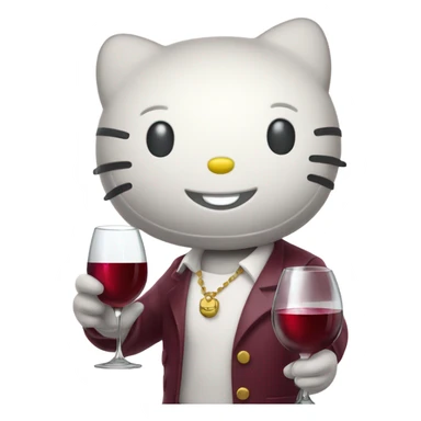 Hello Kitty drinking red wine sticker