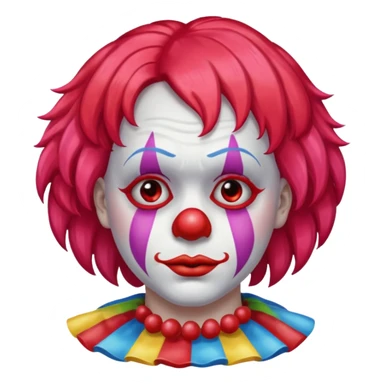red glitter clown with the sad facial expression sticker