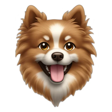 Spitz dog happy face only chocolate brown color hairy sticker
