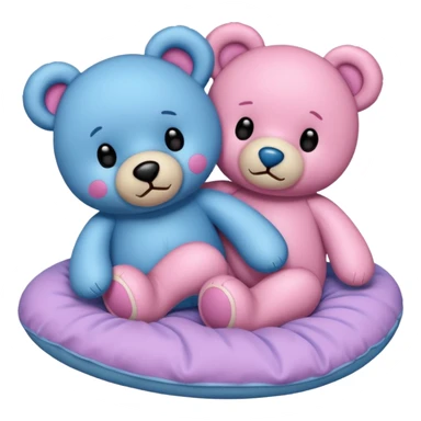 A pink and a blue teddy bear in bed  sticker