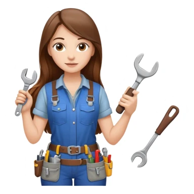 beautiful girl with long brown hair building new kitchen sticker