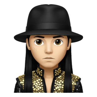 Taboo from Black Eyed Peas with long black hair, black sequin outfit  sticker