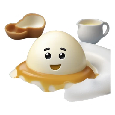  blanc d'oeuf monté en neige flottant dans un bol de crême anglaise et recouvert de caramel fondu sticker