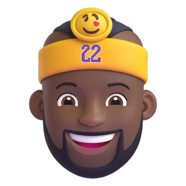 LeBron James emoji, wearing a headband, smiling sticker