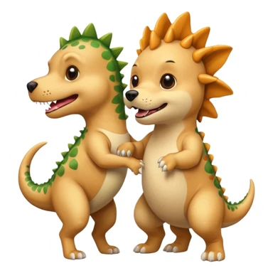 a golden retriever with a dinosaur costume thats killing a chihuahua thats in a dinosuar costume sticker