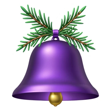  purple christmas bell with pine  sticker