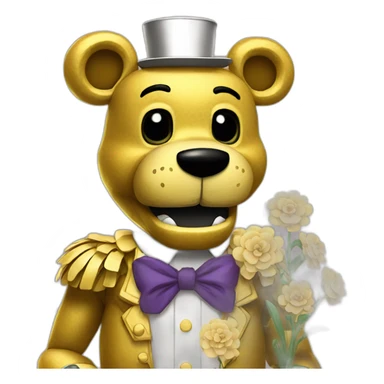 Golden Freddy fnaf with Flowers sticker