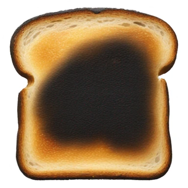 a slice of toast there are black charred  sticker