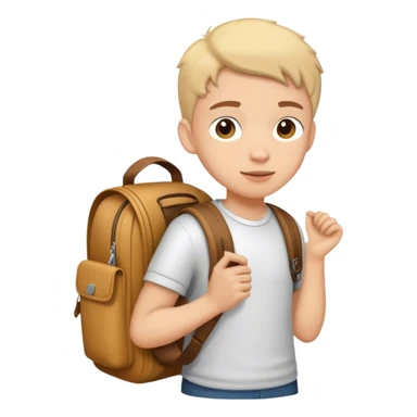 Young student with his bag on back sticker