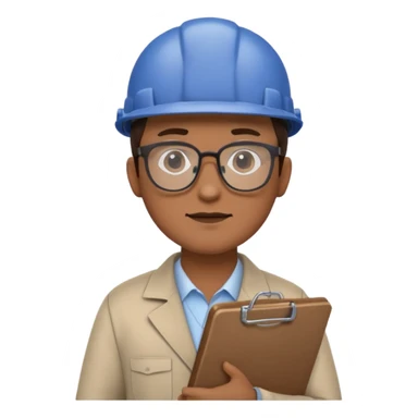 engineer standing with clipboard sticker