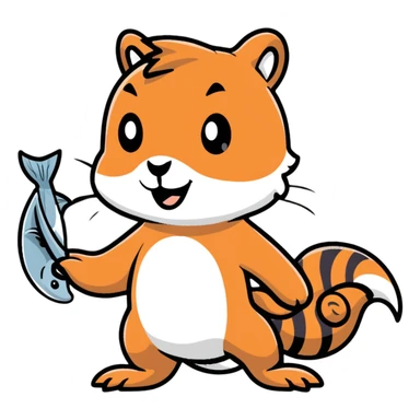 squirrel fighting with a fish as a weapon sticker
