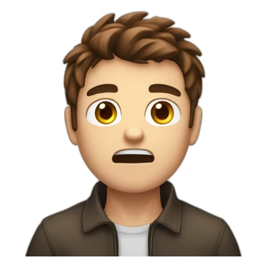 A 20 years Old angry boy with Brown hair saying “STOP” with his hand sticker