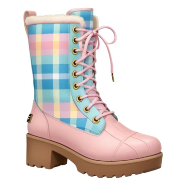 fashionable platform UGG's in pastel colours plaid patterned sticker