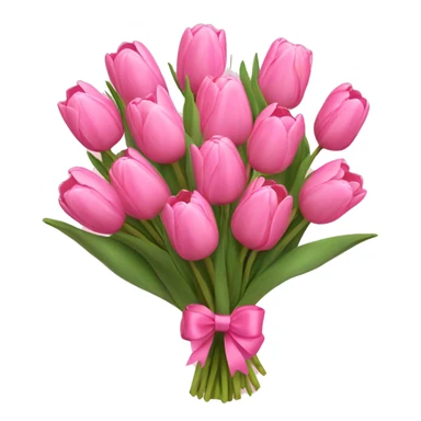Pink tulips bouquet with pink bow  sticker