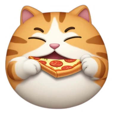 fat cat eating pizza sticker