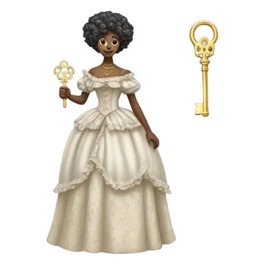 galora in victorian dress, full body,holding big key sticker