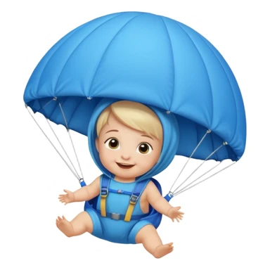 Skydiving girl baby with parachute and UFO blue sticker