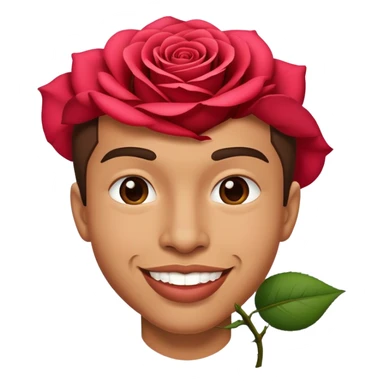 smirking emoji with rose in mouth  sticker
