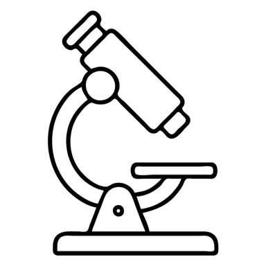 minimalist icon of a laboratory microscope with white lines sticker