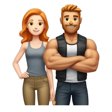 Muscular handsome boyfriend with ginger girlfriend sticker