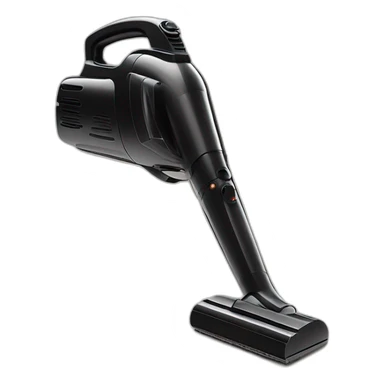 black high quality luxury expensive handheld mini vacuum cleaner shaped like a gun that has a narrow pointed end sticker