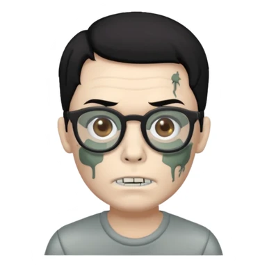 zombie boy with black hair and glasses bitmoji sticker