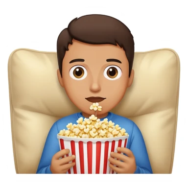 person watching TV with popcorn sticker