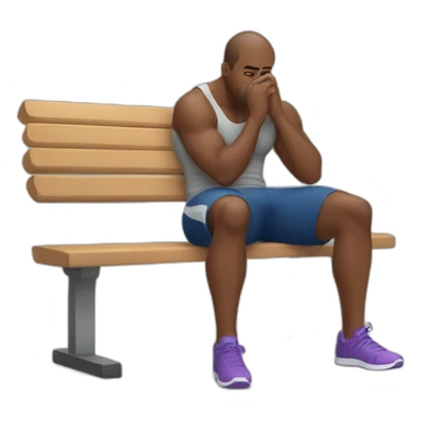 tired guy at the gym sitting on bench sticker