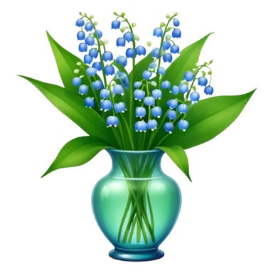 bouquet of blue lily of the valley in a green glass vase  sticker